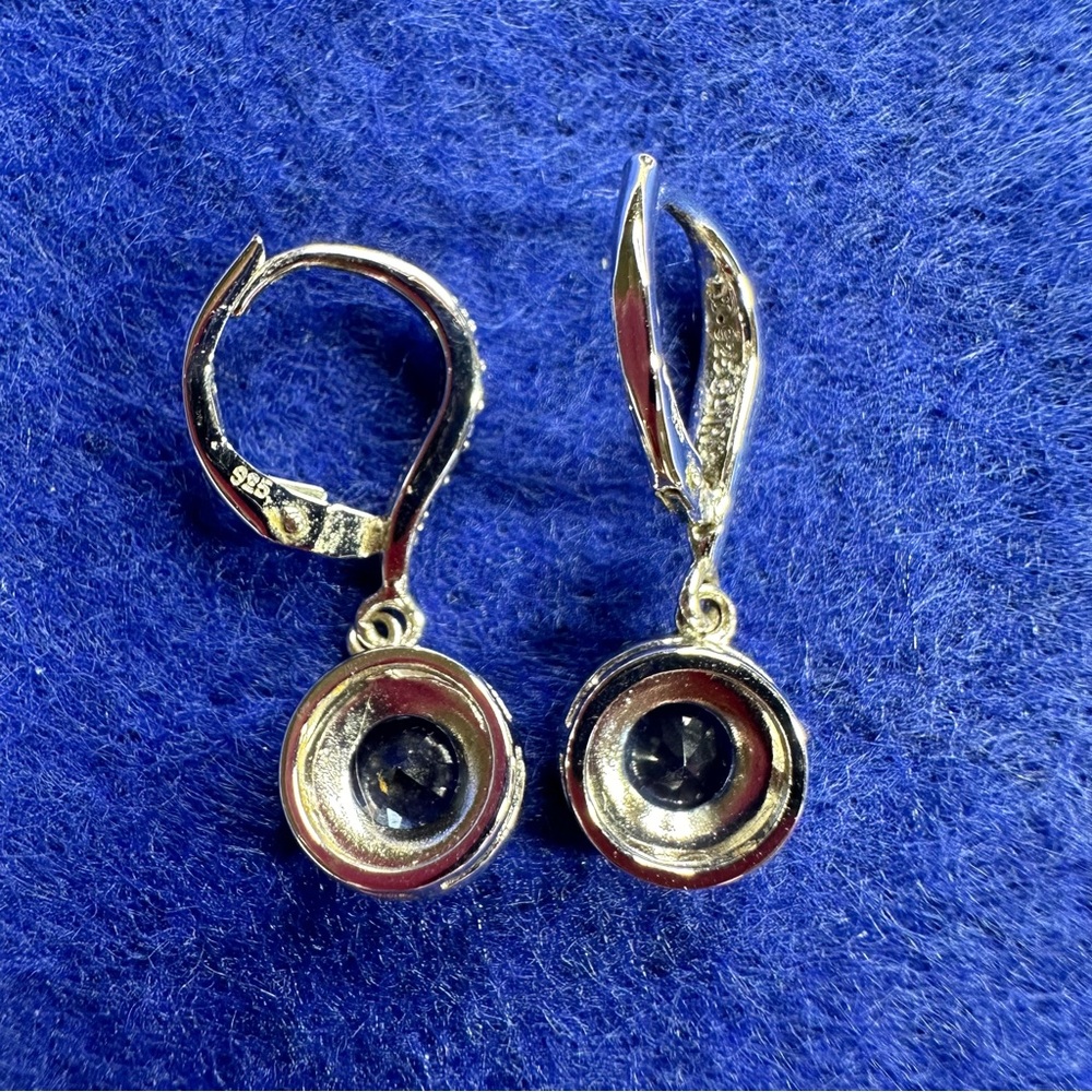 Judith Jack 925 Sterling Silver Marcasite and crystal drop earrings. - Picture 5 of 9